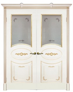 Дверь распашная двустворчатая Камелия со стеклом - фото 27528