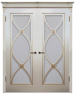 Дверь распашная двустворчатая Фламенко со стеклом - фото 27553