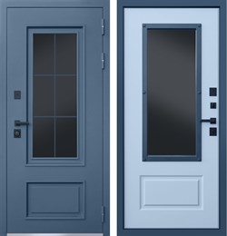 Входная металлическая дверь  c терморазрывом Эльбрус с окном и английской решеткой (Лайт Софт Грей) - фото 39468