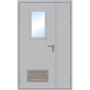 Противопожарная дверь двупольная остекленная ДПМ-1,5 ОВ