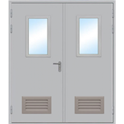 Противопожарная дверь двупольная остекленная с вентиляцией ДПМ-2 ОВ