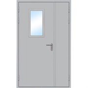 Противопожарная дверь металлическая двупольная остекленная ДПМ-1,5 О
